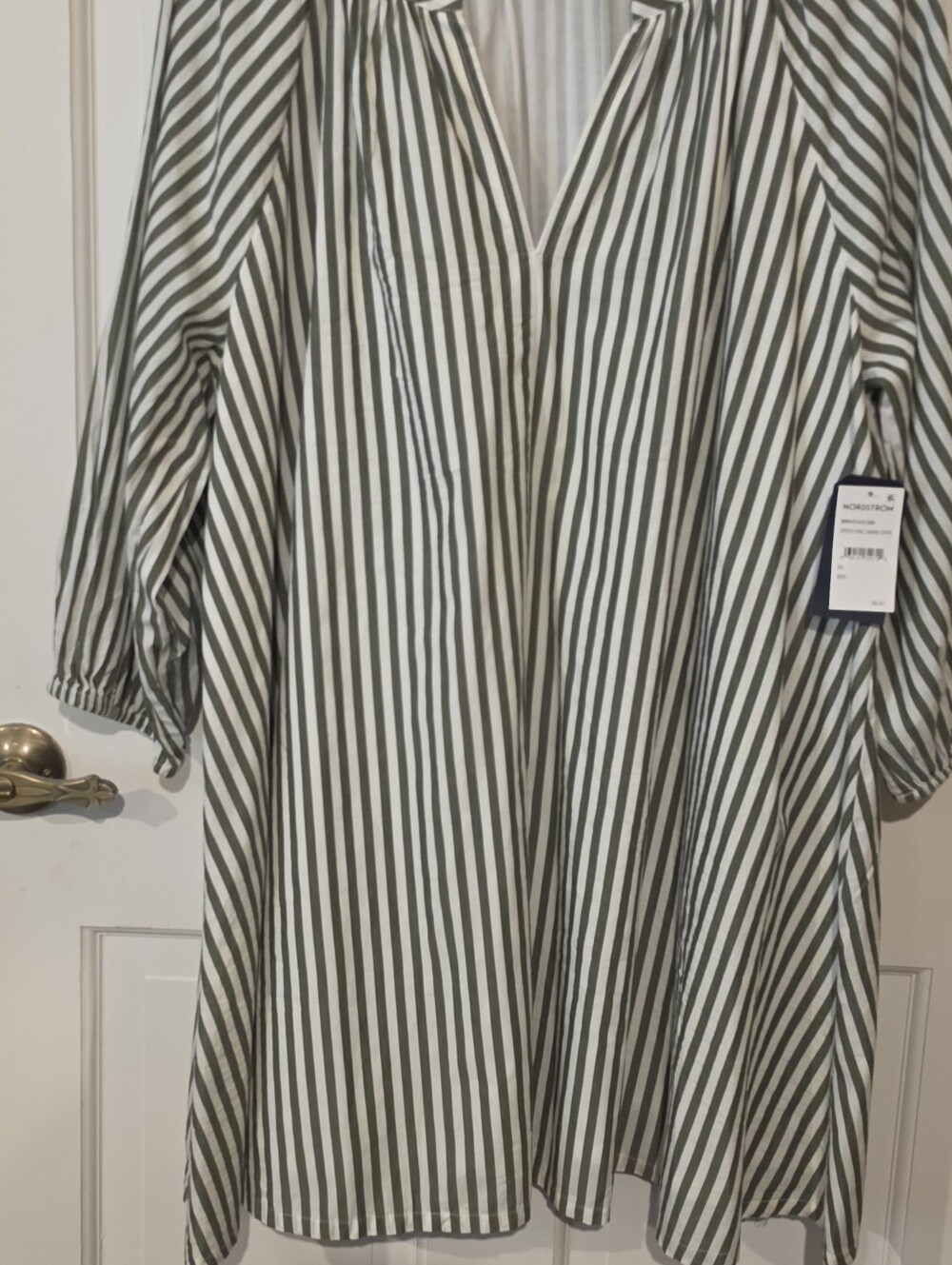 NWT Melrose & Market Green Cabana Stripe Poplin Mini Dress XL